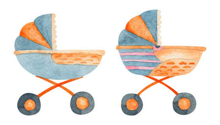 Baby watercolor set on isolated white background. For designing greeting cards, social media,...