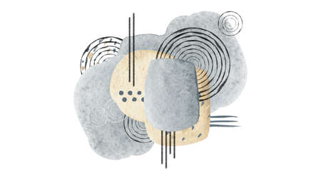 Watercolor abstract modern print on isolated white background. For stationery design, clothing...