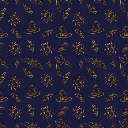 Halloween watercolor seamless pattern. For greeting cards, stationery, wrapping paper, wallpaper, splash screen, social media, etcの写真素材