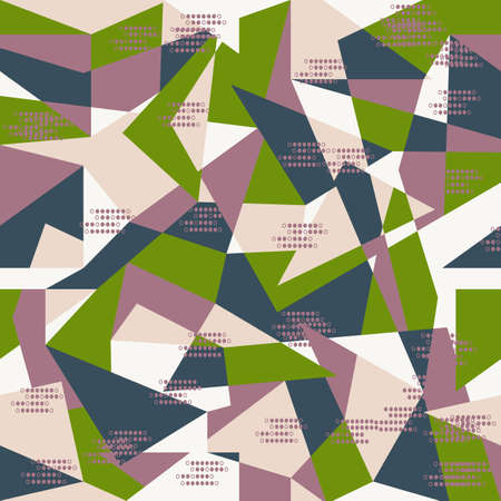 Abstract seamless pattern for girls, boys, sportswear, clothes. Creative vector background with square, stripes, dots, lines.Funny wallpaper for textile and fabric. Fashion style. Colorful bright.のイラスト素材