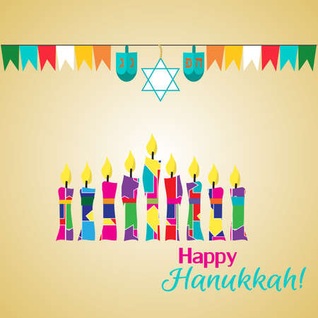 Hanukkah card with a candles, with textのイラスト素材