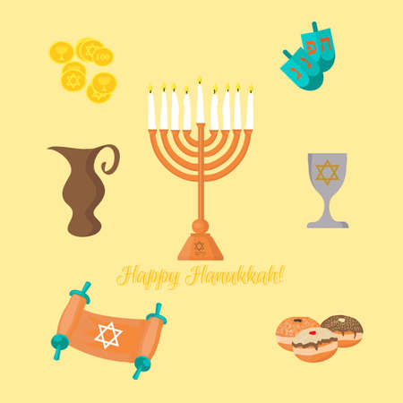 Hanukkah card with a candles, with textのイラスト素材
