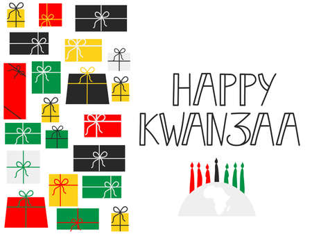 Happy Kwanzaa decorative greeting card. The celebration honors African heritage in African-American cultureのイラスト素材