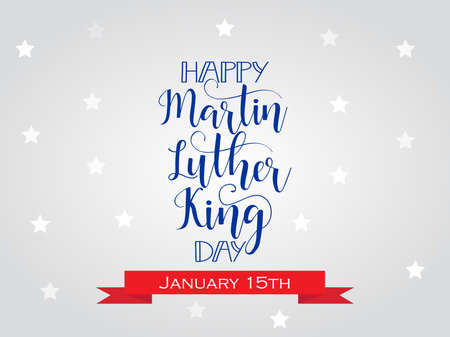 Happy Martin Luther King day greeting lettering. Flyer, banner or poster. Holiday background vector illustrationのイラスト素材