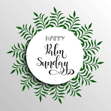 Palm Sunday. Happy Easter lettering card template vector illustrationのイラスト素材