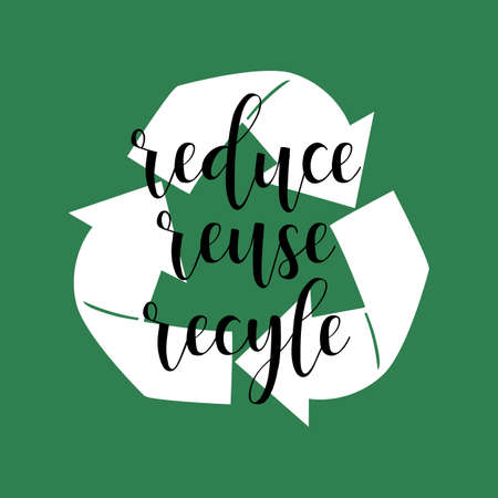Reduce Reuse Recycle lettering. Ecology and recycle concept.のイラスト素材