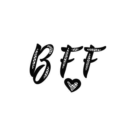 BFF or best friends forever. Lettering. Hand drawn vector illustration. element for flyers, banner and posters Modern calligraphy.のイラスト素材