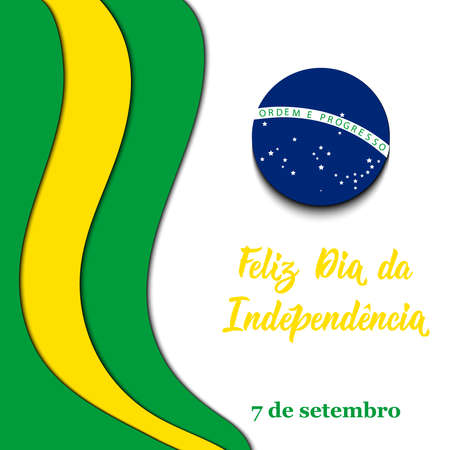 Brazil Independence Day greeting card. text in portuguese: Happy Independence Day, September 7. graphic design to the Brazil holidayのイラスト素材