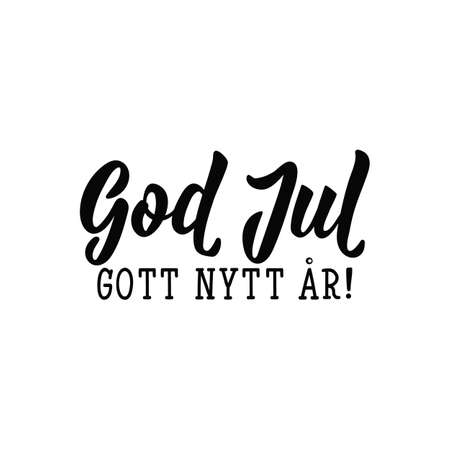 Swedish text: Merry Christmas. Happy New Year. Lettering. vector illustration. element for flyers, banner and posters Modern calligraphy. God Jul. Gott nytt år!のイラスト素材