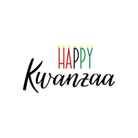 Happy Kwanzaa decorative greeting card. Vector illustration. Letteringのイラスト素材