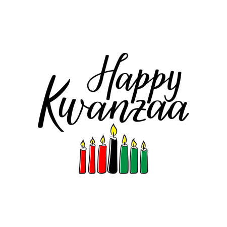 Happy Kwanzaa decorative greeting card. Vector illustration. Letteringのイラスト素材