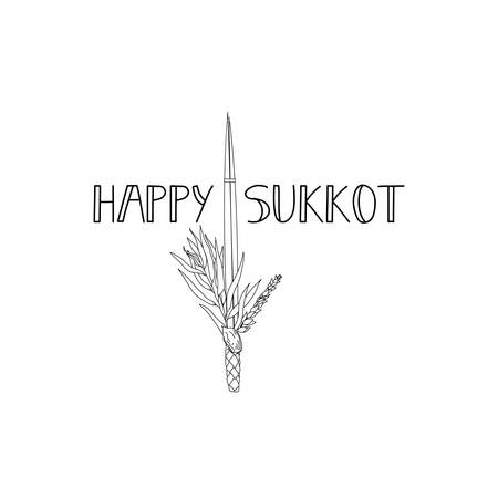 Happy Sukkot. Jewish holiday banner design. Template for postcard or invitation card, poster, print. Vector illustration.のイラスト素材