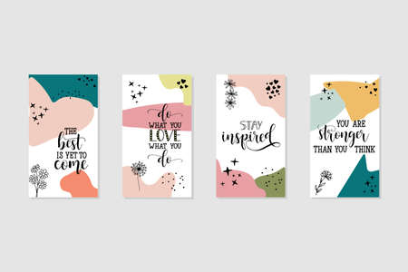Vector set design templates with motivational phrases. Lettering. Trendy template for social...