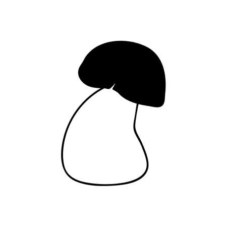 Single hand drawn mushroom for autumn decoration. Doodle vector illustration.のイラスト素材