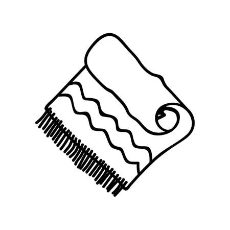 Single hand drawn scarf. Doodle vector illustration. Isolated on a white background.のイラスト素材