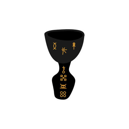 Traditional Kwanzaa symbols. Kikombe cha Umoja means Cup of Unity. Isolated on white background. African American holidayのイラスト素材