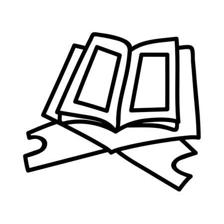 Quran on a stand. Doodle vector illustration. Ramadan sketch. Isolate on a white background.のイラスト素材