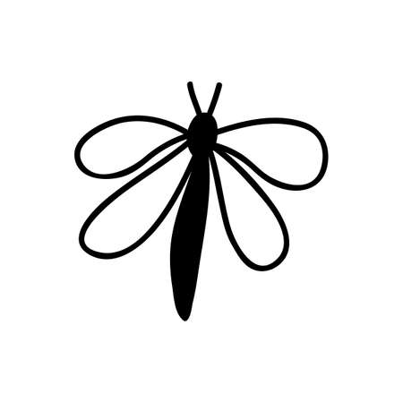Hand drawn butterfly. Doodle vector illustration. Isolated on a white background.のイラスト素材