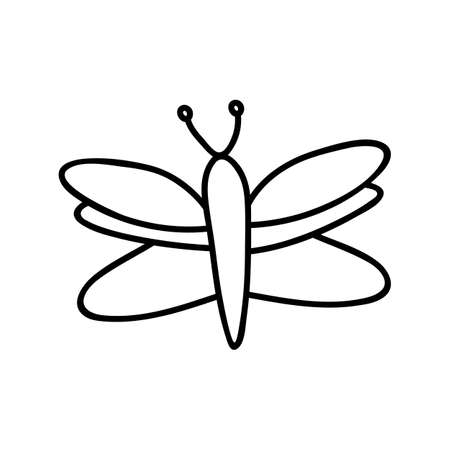 Hand drawn butterfly. Doodle vector illustration. Isolated on a white background.のイラスト素材