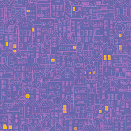 Night urban seamless pattern. Print for textile, covers, surface. For fashion fabric. Night city patternのイラスト素材
