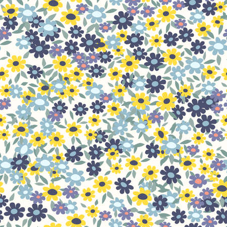 Seamless decorative pattern with little flowers. Print for textile, wallpaper, covers, surface. For fashion fabric.のイラスト素材