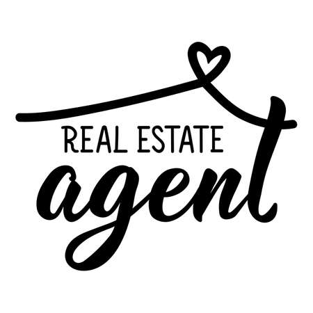 Real Estate agent. Lettering. Can be used for prints bags, t-shirts, posters, cards. Calligraphy vector. Ink illustrationのイラスト素材