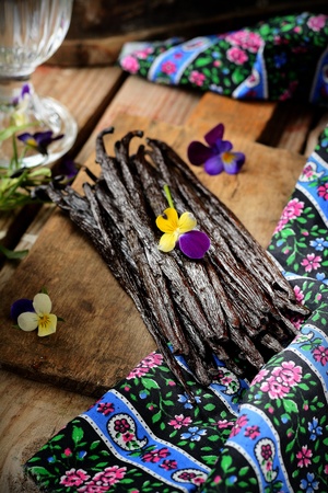 the vanilla pods on kitchen table in rystic styleの写真素材