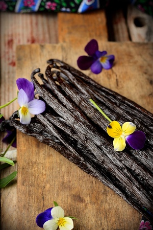 the vanilla pods on kitchen table in rystic styleの写真素材