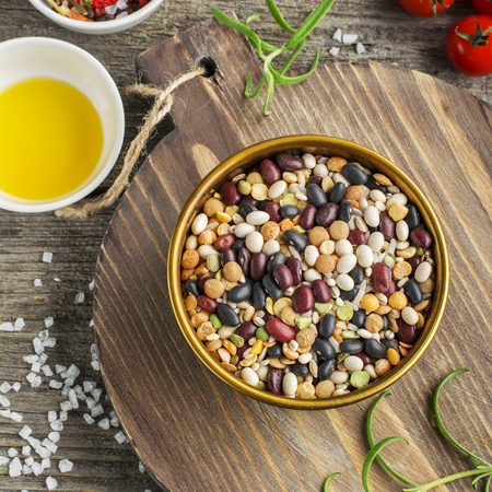 legumes on wood, closeup, backgroundの写真素材