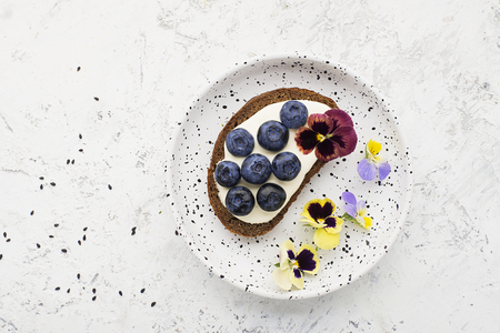 Light summer snack toastsの写真素材