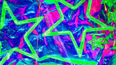 Art  star cross polarization. Neon purple, purple, 
cyan, trendy colors 2019.