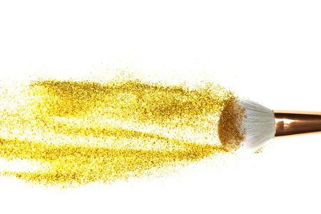Universal gold glitter background isolate on a white background. Festive background for any project. Horizontal, copy spaceの写真素材