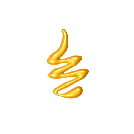 Brush strokes golden paint texture cosmetics isolated on whiteの写真素材