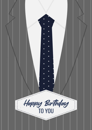 Template for Men's Birthday Card, Father's Day with Men's Suit and Tie. Vectorのイラスト素材