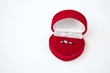 Beautiful engagement ring in red boxの写真素材