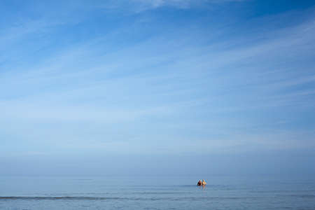 Morning swimming in a baltic sea , Polandの写真素材