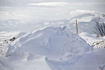 Beautiful winter panorama taken in polish Beskid mountain, Magurkaの写真素材