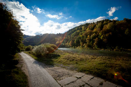 Autumn landscape photo taken in polish Beskidy mountains, Poprad valleyの写真素材