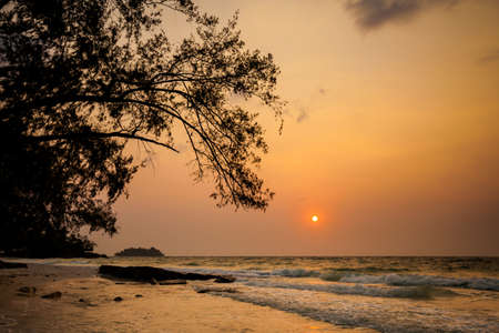 Summer sunrise seascape on tropical island Koh Rong in  Cambodia. Landscape of south east Asia.の写真素材