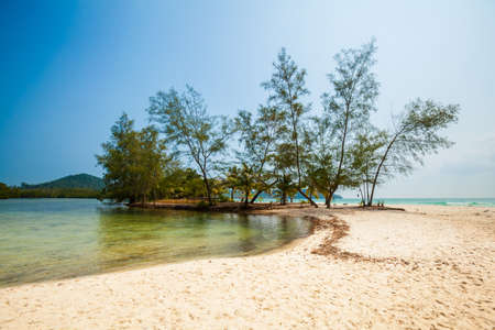Summer seascape on tropical island Koh Rong in  Cambodia. Landscape of south east Asia.の写真素材