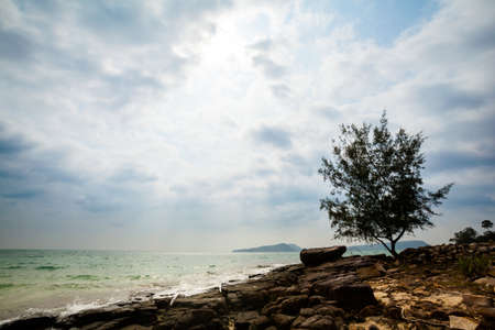 Summer seascape on tropical island Koh Rong in  Cambodia. Landscape of south east Asia.の写真素材