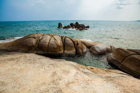 Summer seascape on tropical island Koh Samui in Thailand. Landscape of south east Asia.の写真素材