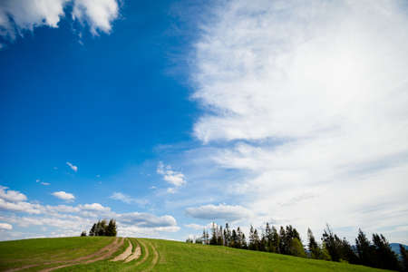 Beautiful panorama in Beskidy mountains valey, Istebna - Koniakowの写真素材