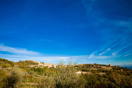 Colorful panoramic view in Tuscany - vineyards close to Montalcino, Italy.