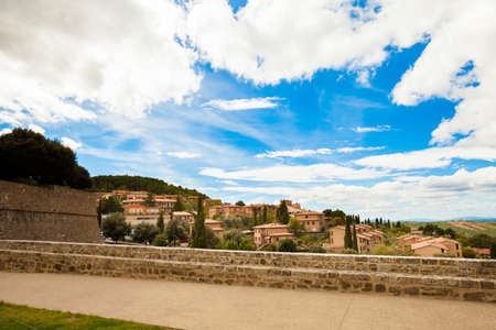 Beautiful little streets in Montalcino, Italy.の写真素材