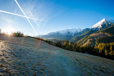 Beautiful slovakian Belianske Tatry mountains. Beautiful sunny panorama - dolina Bielejの写真素材