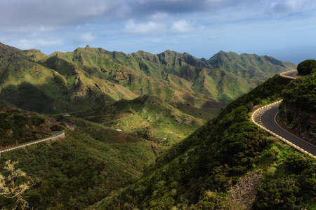 Beautiful mountain landscape on tropical island Tenerife, Canary in Spain. Breathtaking scenery from Anaga mountains.の写真素材