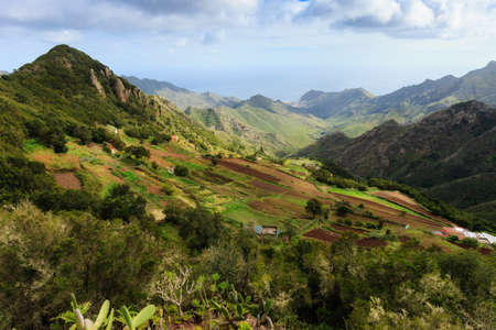 Beautiful mountain landscape on tropical island Tenerife, Canary in Spain. Breathtaking scenery from Anaga mountains.の写真素材