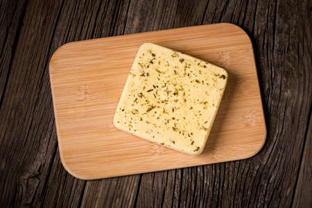 Homemade DIY natural vegan healthy feta style cheese made of chickpeas, water, salt and inactive...