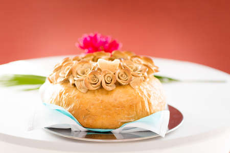 Wedding bread with salt detail - traditional polish inviting to Bride and Groom.